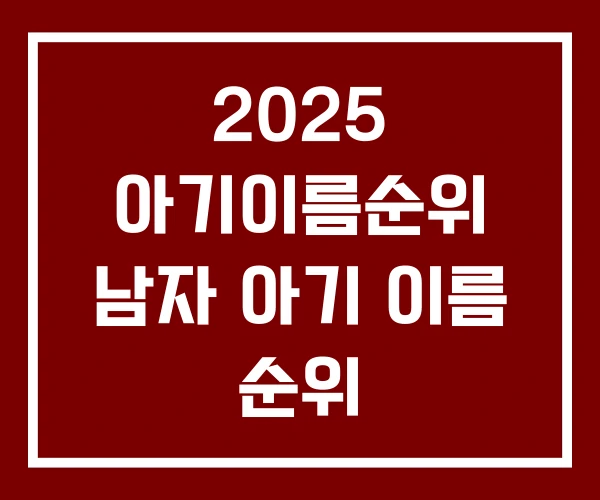 2025 아기이름순위 남자 아기 이름 순위