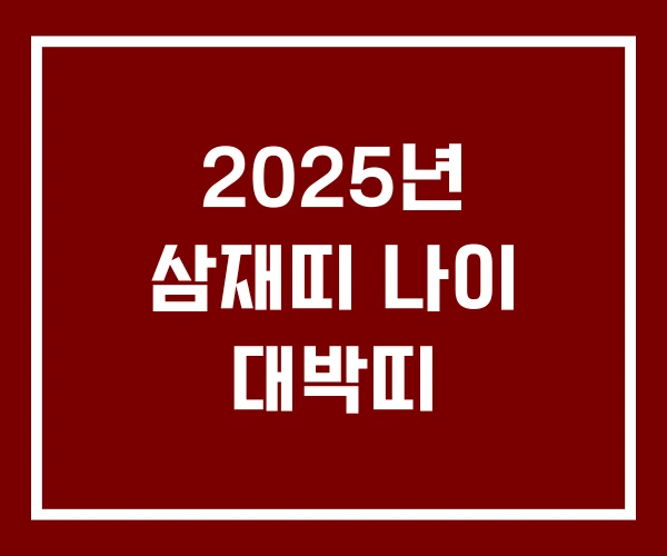 2025년 삼재띠 나이 대박띠