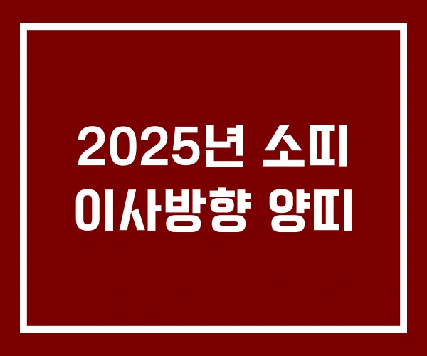 2025년 소띠 이사방향 양띠