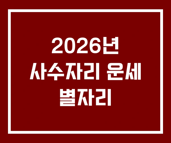 2026년 사수자리 운세 별자리