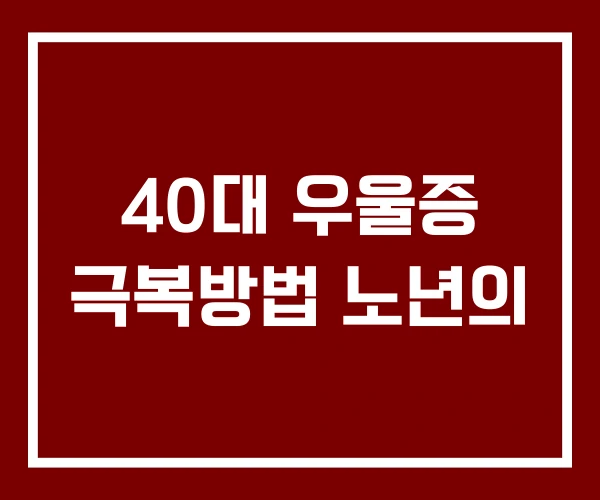 40대 우울증 극복방법 노년의