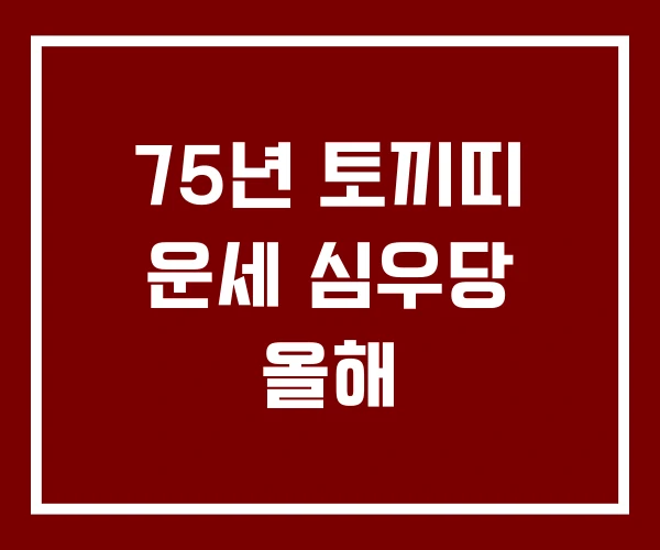 75년 토끼띠 운세 심우당 올해