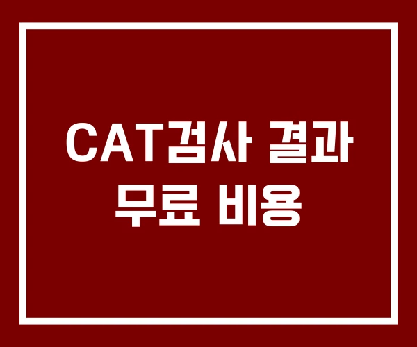 CAT검사 결과 무료 비용 CAT검사 결과 무료 비용