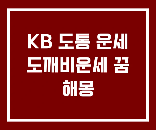 KB 도통 운세 도깨비운세 꿈 해몽