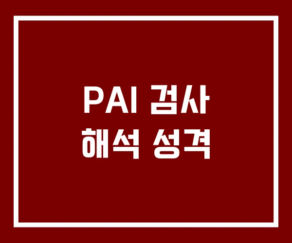 PAI 검사 해석 성격