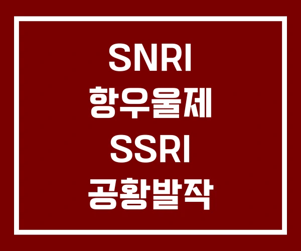 SNRI 항우울제 SSRI 공황발작