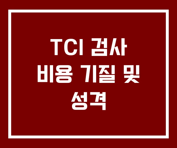 TCI 검사 비용 기질 및 성격