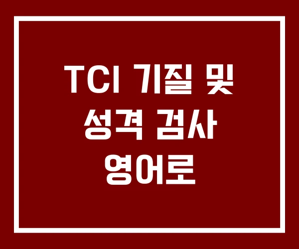 TCI 기질 및 성격 검사 영어로