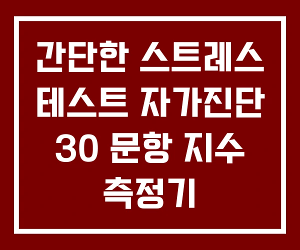 간단한 스트레스 테스트 자가진단 30 문항 지수 측정기