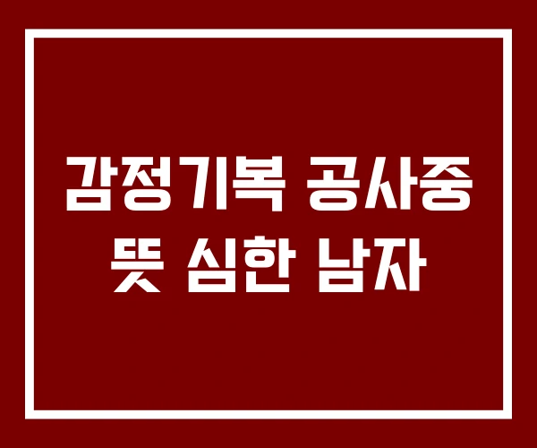 감정기복 공사중 뜻 심한 남자