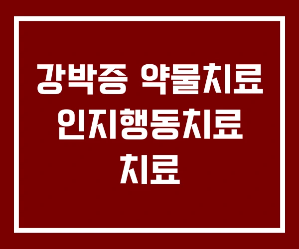 강박증 약물치료 인지행동치료 치료