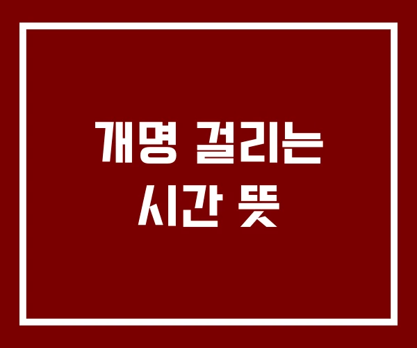 개명 걸리는 시간 뜻