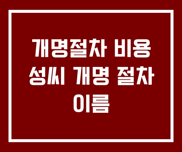 개명절차 비용 성씨 개명 절차 이름