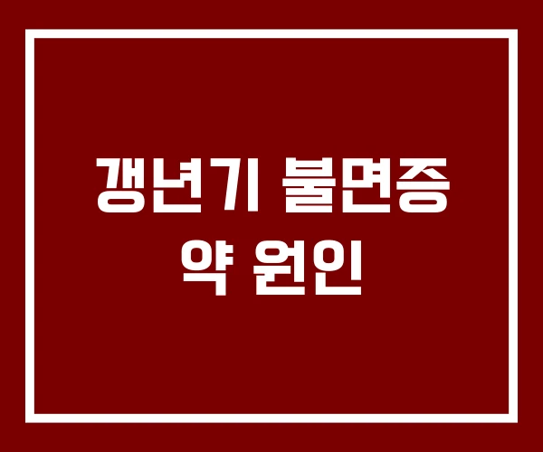 갱년기 불면증 약 원인
