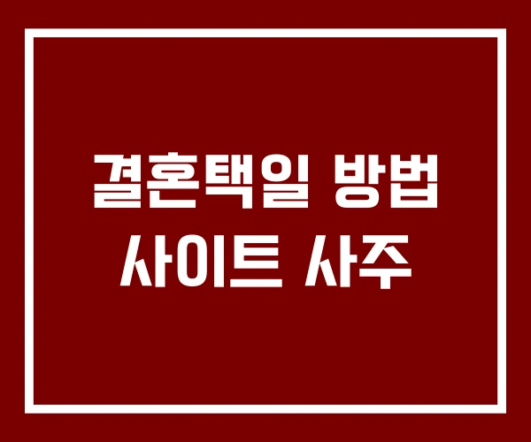 결혼택일 방법 사이트 사주