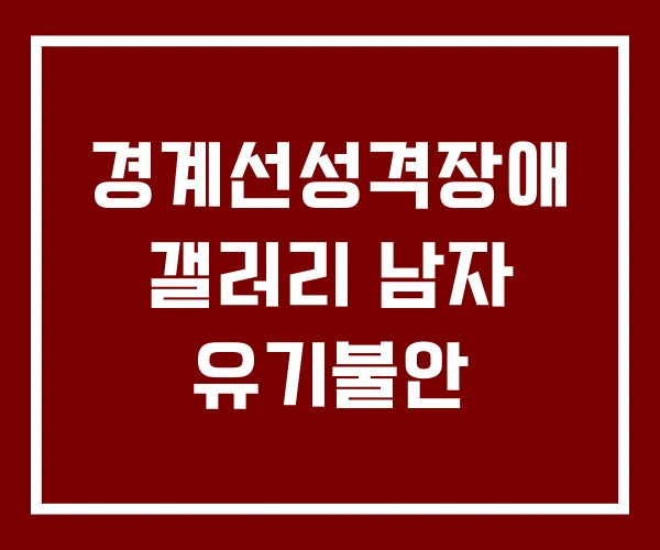경계선성격장애 갤러리 남자 유기불안