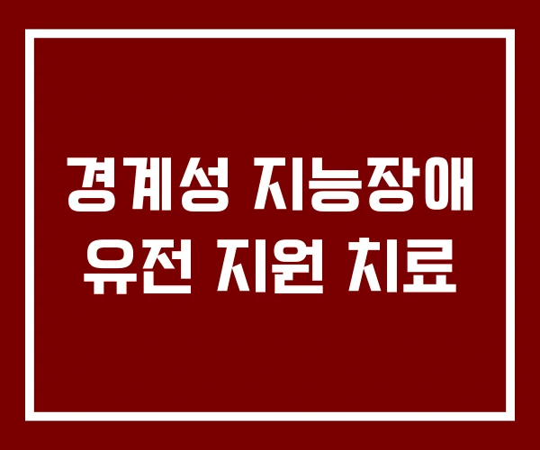 경계성 지능장애 유전 지원 치료