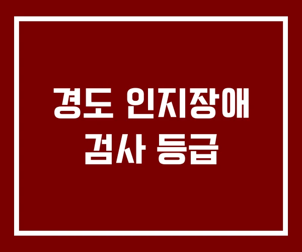 경도 인지장애 검사 등급