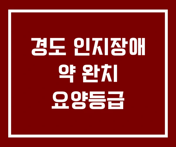 경도 인지장애 약 완치 요양등급