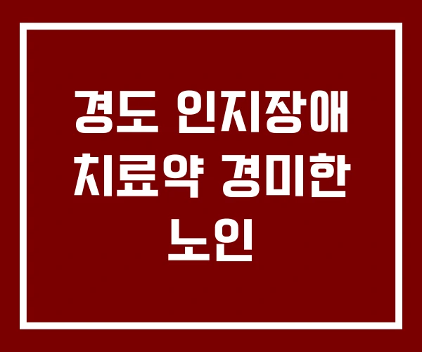경도 인지장애 치료약 경미한 노인