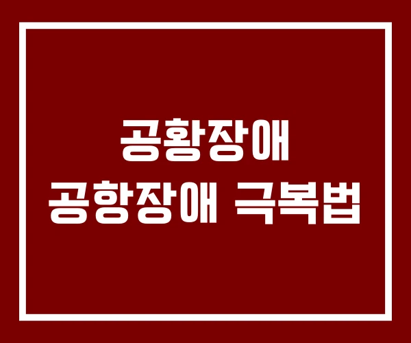 공황장애 공항장애 극복법