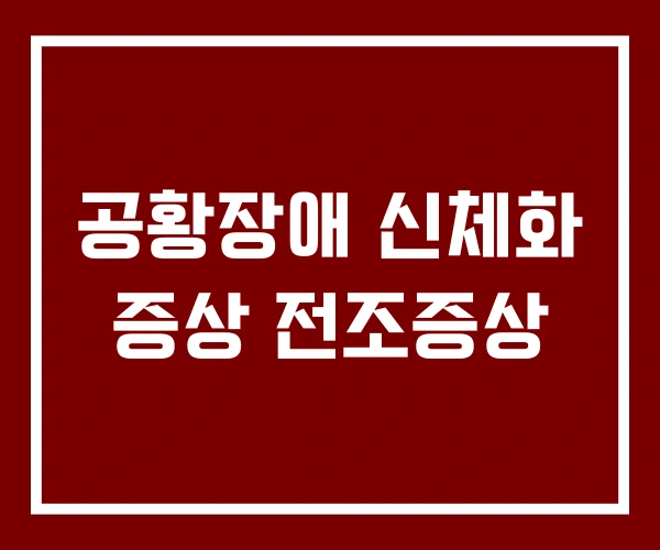 공황장애 신체화 증상 전조증상