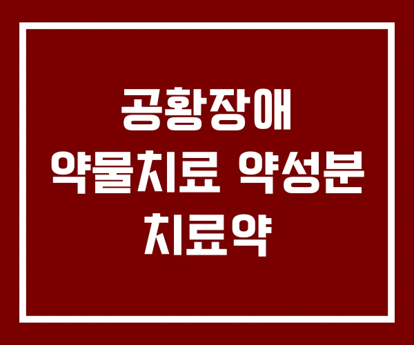 공황장애 약물치료 약성분 치료약