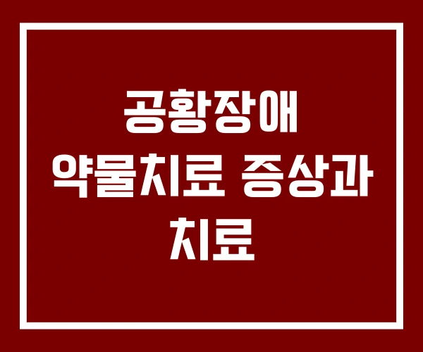 공황장애 약물치료 증상과 치료