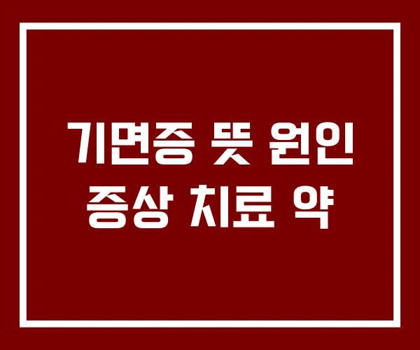 기면증 뜻 원인 증상 치료 약