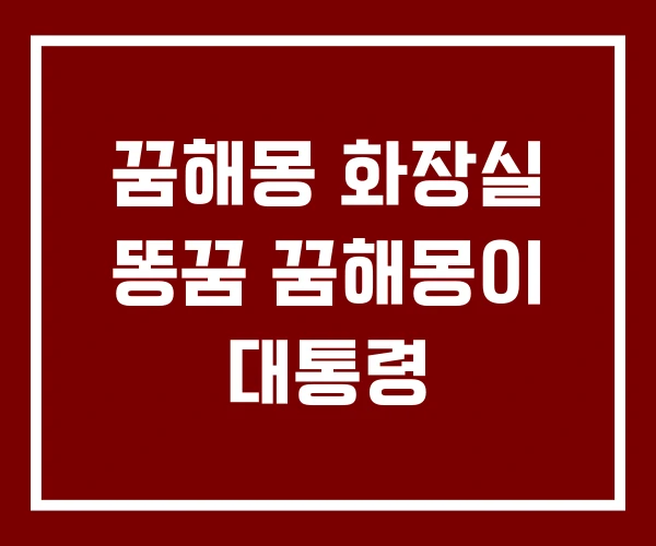 꿈해몽 화장실 똥꿈 꿈해몽이 대통령
