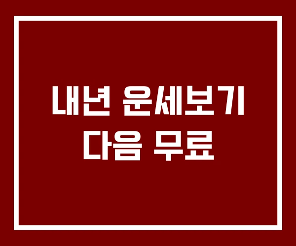 내년 운세보기 다음 무료