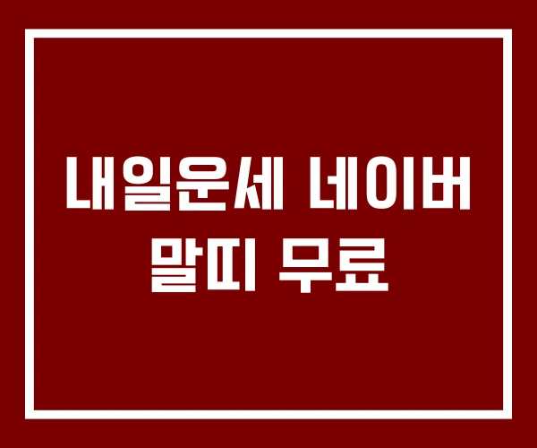 내일운세 네이버 말띠 무료