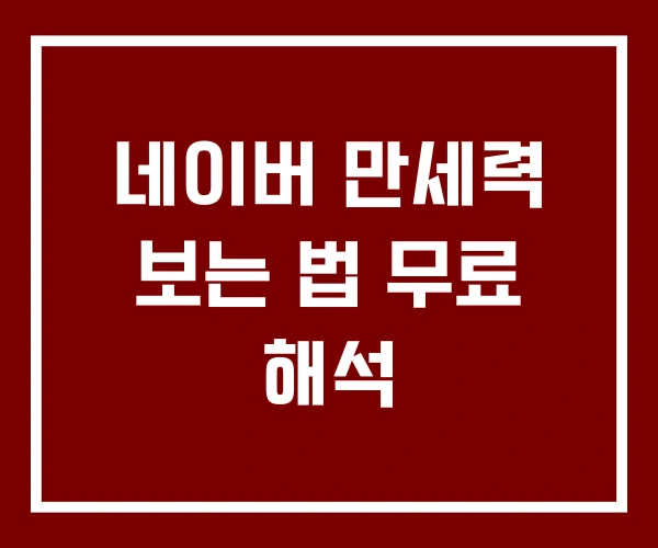 네이버 만세력 보는 법 무료 해석