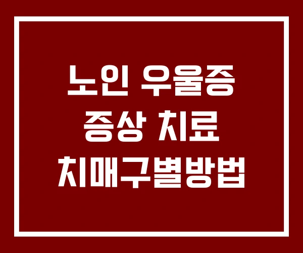 노인 우울증 증상 치료 치매구별방법