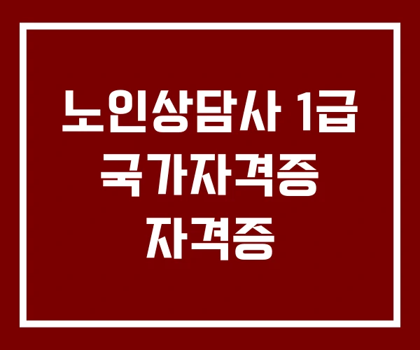 노인상담사 1급 국가자격증 자격증
