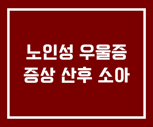 노인성 우울증 증상 산후 소아