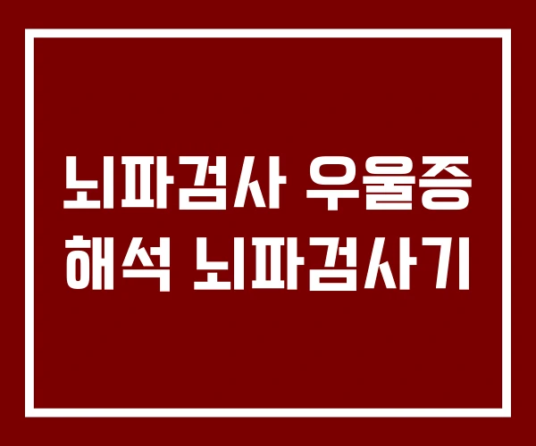뇌파검사 우울증 해석 뇌파검사기