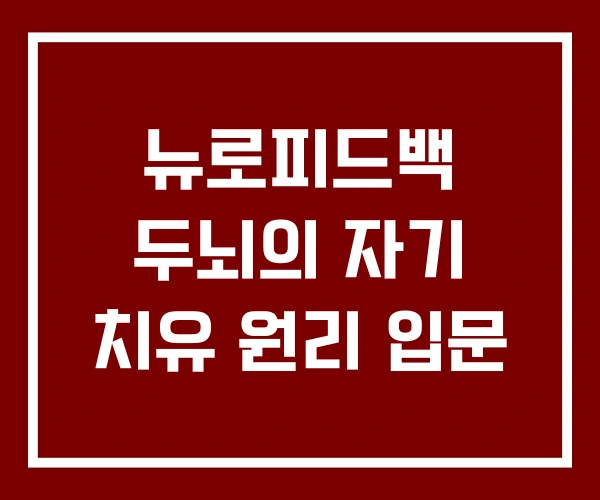 뉴로피드백 두뇌의 자기 치유 원리 입문