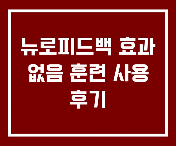 뉴로피드백 효과 없음 훈련 사용 후기