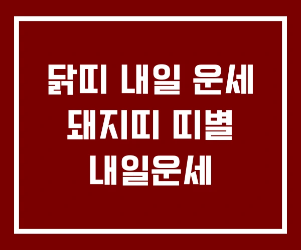 닭띠 내일 운세 돼지띠 띠별 내일운세