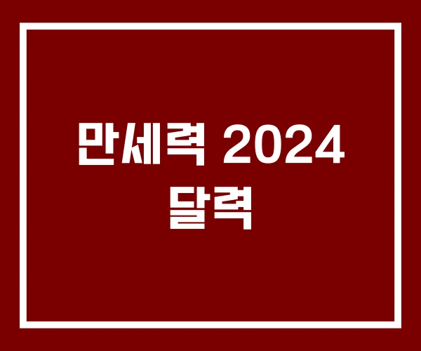 만세력 2024 달력