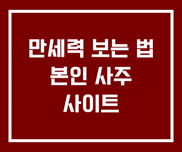 만세력 보는 법 본인 사주 사이트