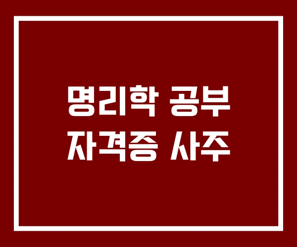 명리학 공부 자격증 사주