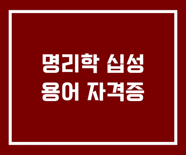 명리학 십성 용어 자격증