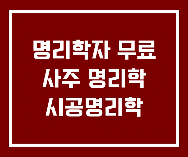 명리학자 무료 사주 명리학 시공명리학