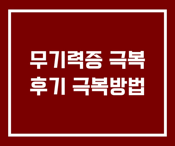 무기력증 극복 후기 극복방법