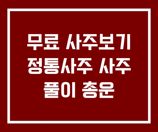 무료 사주보기 정통사주 사주 풀이 총운