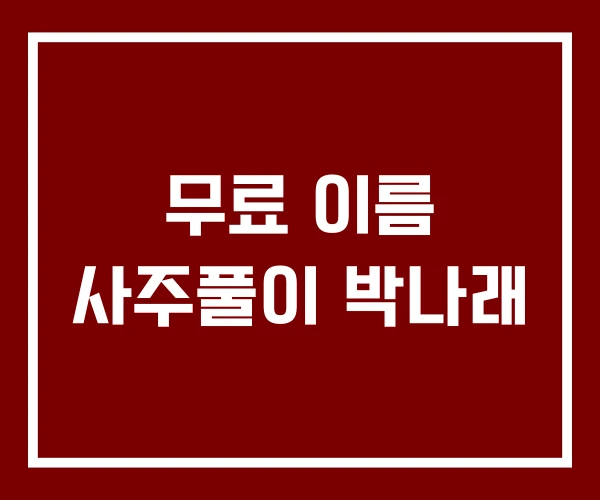 무료 이름 사주풀이 박나래