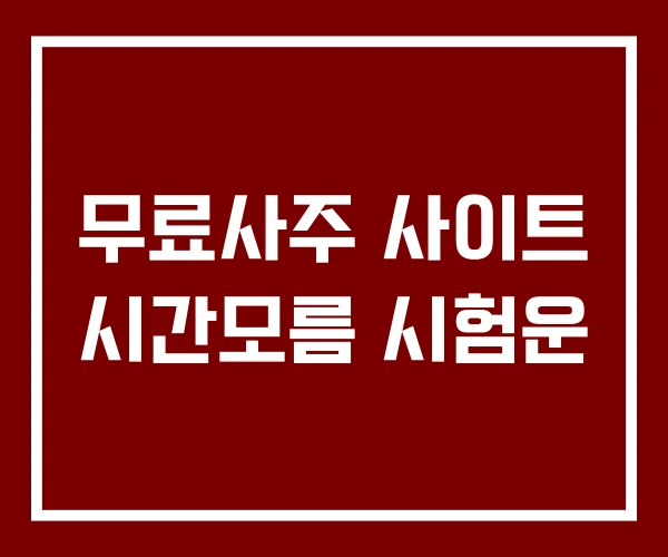 무료사주 사이트 시간모름 시험운