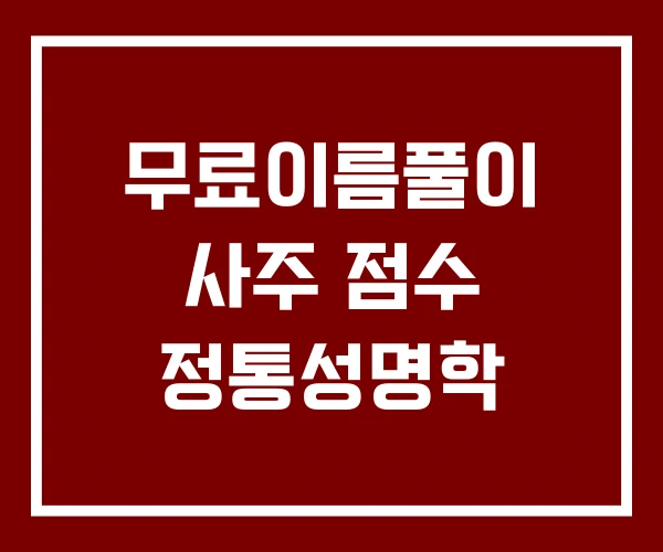 무료이름풀이 사주 점수 정통성명학